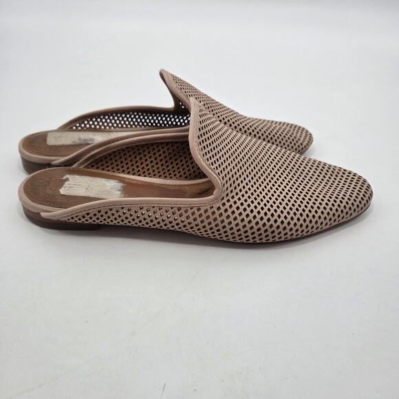 Frye Women's Gwen Slide Laser Cut Perforated Blush Nubuck Leather Sandal 8 - Picture 3 of 7